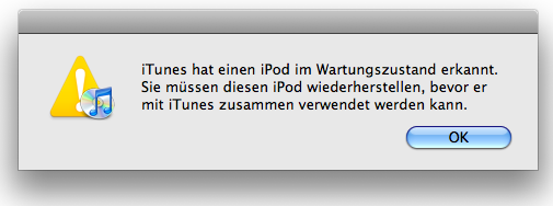 iPod wiederherstellen error