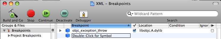 XCode automatischer Breakpoint